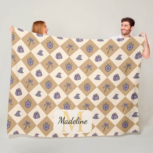 Cobertor De Velo Personalized Wizard School Gold Monogram Name (In Situ)