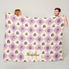 Cobertor De Velo Personalized Wizard School Pink Monogram Name