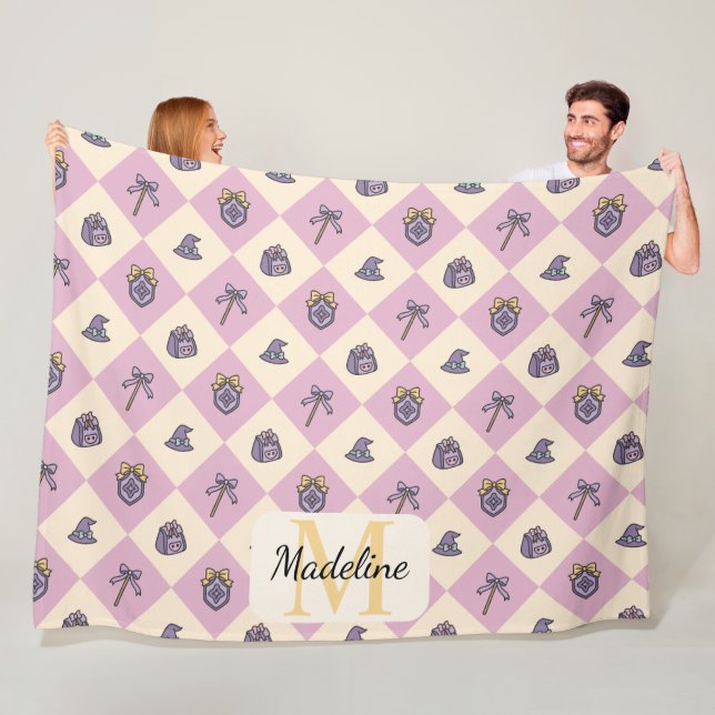 Cobertor De Velo Personalized Wizard School Pink Monogram Name (In Situ)