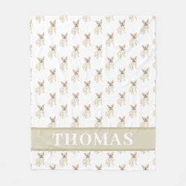 Cobertor De Velo PersonalizedFrenchie (Creme Bege Tan)