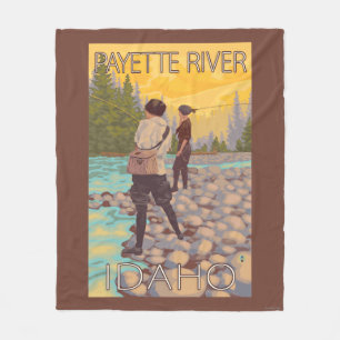 Cobertor De Velo Pesca com mosca das mulheres - rio de Payette,