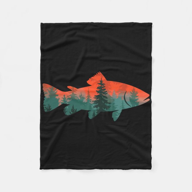 Cobertor De Velo Pesca com Mosca Pescador Natureza  (Frente)