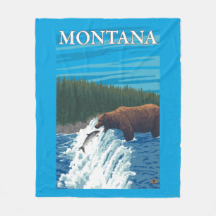 Cobertor De Velo Pesca do urso no rio - Montana