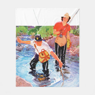 Cobertor De Velo Pescando um peixe por R.J. Cavaliere