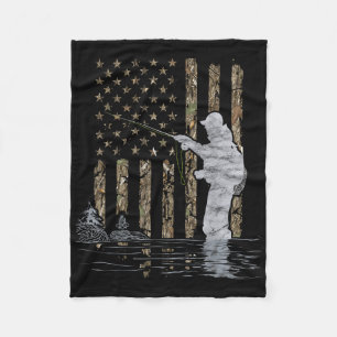 Cobertor De Velo Pescaria com Mosca Pescador Bandeira Americana Cam