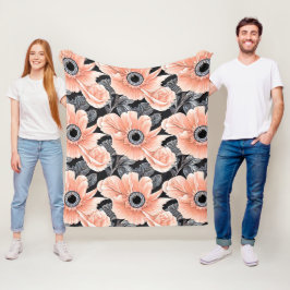 Cobertor De Velo Pêssego Botânico Padrão Floral