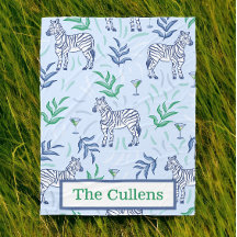 Pessoais Listras de Zebra e Martinis Azul Préppy