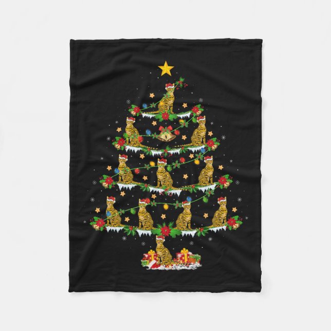 Cobertor De Velo Pet Animal Xmas Lights Papais noeis Bengala Natal  (Frente)