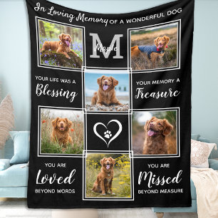 Cobertor De Velo Pet Memorial Personalizado 6 Picture Collage Dog
