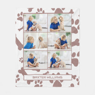 Cobertor De Velo Pet Photo Collage Name Paw Imprime o Cachorro por