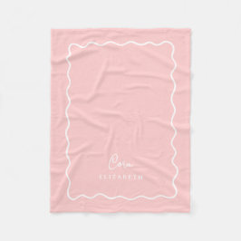 Cobertor De Velo Petal Pink Wavy Border Monogrammed