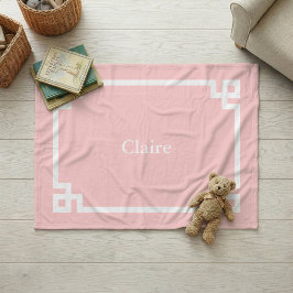 Cobertor De Velo Pétala Rosa e Branco Monograma Chave Grega