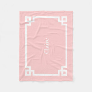 Cobertor De Velo Pétala Rosa e Branco Monograma Chave Grega