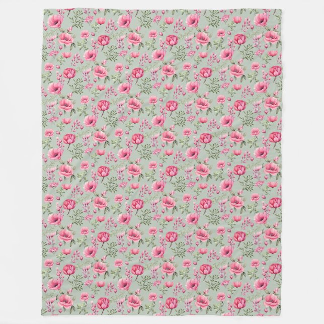 Cobertor De Velo Pétalas de Meadow-Blush em Flor (Frente)