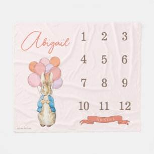 Cobertor De Velo Peter Rabbit Etapa de 12 Meses da Menina Rosa