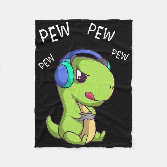 Cobertor De Velo Pew Pew Pew T-rex Dinossauro Bonito Video Gamer Jo (Frente)