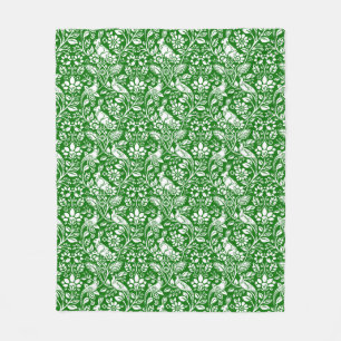 Cobertor De Velo Pheasant and Hare Patterno, Emerald Green e White