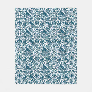 Cobertor De Velo Pheasant and Hare Patterno, White e Dark Blue