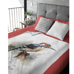 Cobertor De Velo Pica-Pau Floresta Aquarela, personalizado