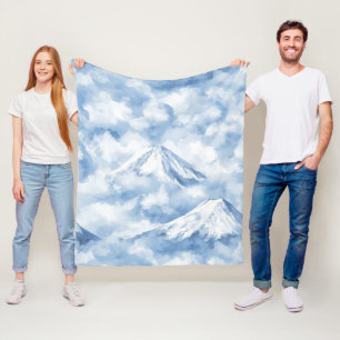 Cobertor De Velo Picos Nebulosos – Paisagem Montanhosa em Aquarela