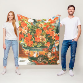 Cobertor De Velo Pierre-Auguste Renoir Geraniums E Cats