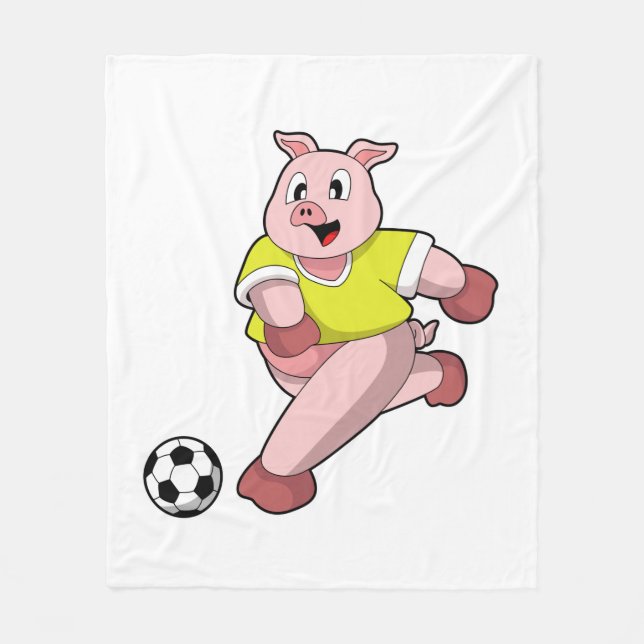 Cobertor De Velo Pig as Soccer player with Soccer (Frente)
