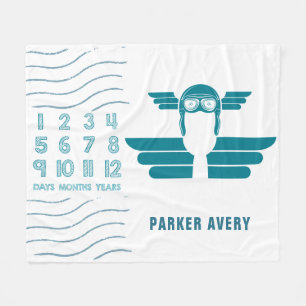 Cobertor De Velo Piloto de avião Baby Milestone