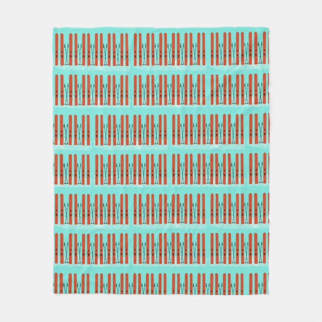 Cobertor De Velo Pincéis vermelhos sobre fundo azul (Frente)