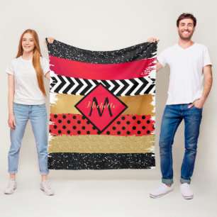 Cobertor De Velo Pincel Dourado Vermelho Preto Escovo Monograma