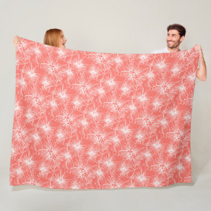 Cobertor De Velo Pincel-pilly-pilly-floral branco e coral