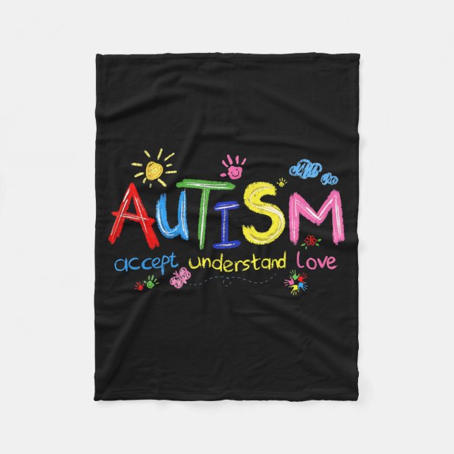 Cobertor De Velo Pincelada Consciência do Autismo Aceitar Compreend (Frente)