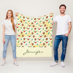 Cobertor De Velo Pine Cones e Holly Natal Patterno