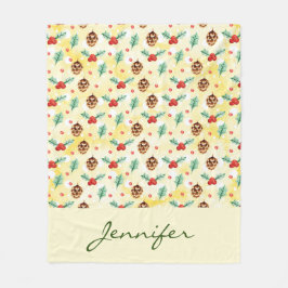 Cobertor De Velo Pine Cones e Holly Natal Patterno