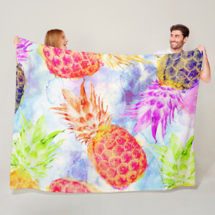 Cobertor De Velo Pineapple tropical Belo Watercolor