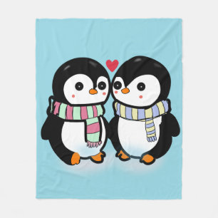 Cobertor De Velo Pinguim Amor de Inverno Personalizado