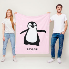 Cobertor De Velo Pinguim-bebê fofo rosa personalizado