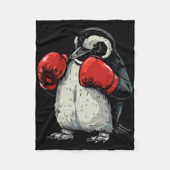 Cobertor De Velo Pinguim Boxeando Com Luvas de Boxe Kickboxing Engr (Frente)