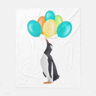 Cobertor De Velo Pinguim com balões coloridos