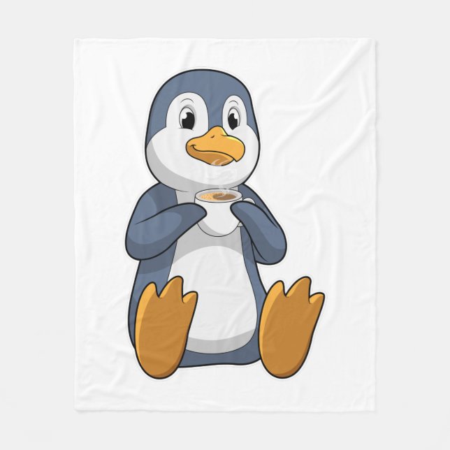 Cobertor De Velo Pinguim com Taça do Café (Frente)
