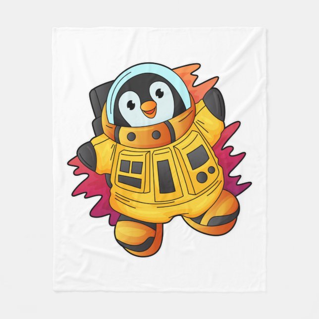 Cobertor De Velo Pinguim como astronauta em trajes (Frente)