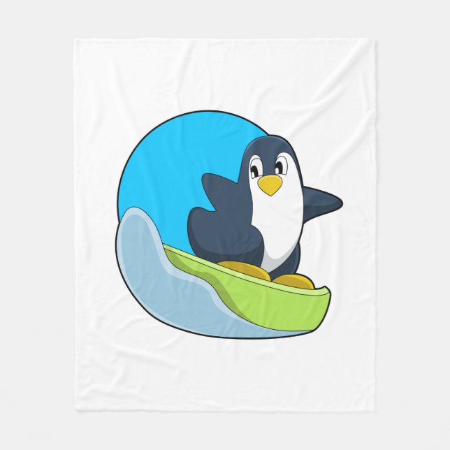 Cobertor De Velo Pinguim como Snowboarder com Sonowboard.PNG (Frente)