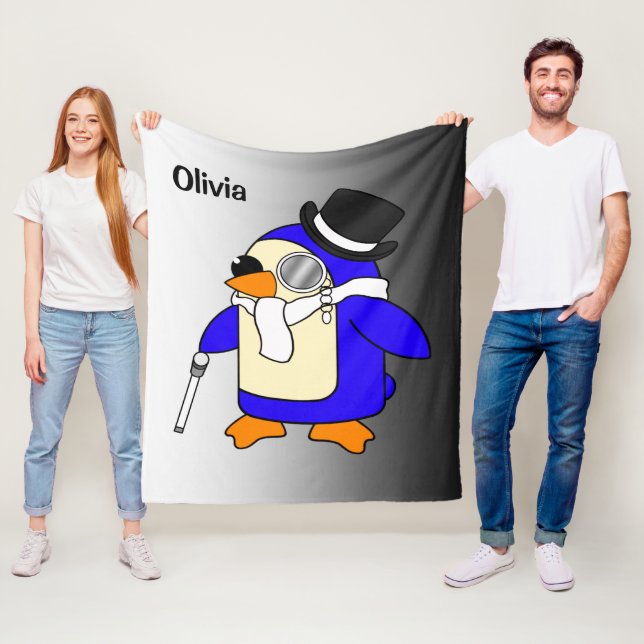 Cobertor De Velo Pinguim de desenho animado, preto e branco (In Situ)