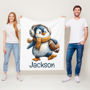 Cobertor De Velo Pinguim de Futebol de Inverno Personalizado para C