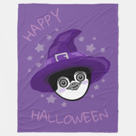 Cobertor De Velo Pinguim de Halloween Bruxo
