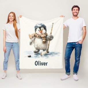 Cobertor De Velo Pinguim de Hockey de Inverno Personalizado para Cr