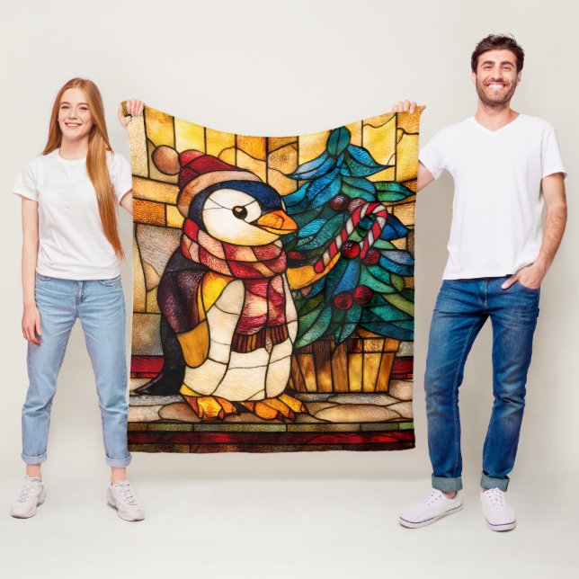 Cobertor De Velo Pinguim de Natal em Vidro Pintado (In Situ)