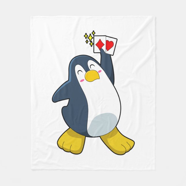 Cobertor De Velo Pinguim no Poker com cartões Poker (Frente)