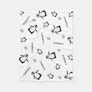 Cobertor De Velo Pinguim preto e branco de viveiro personalizado