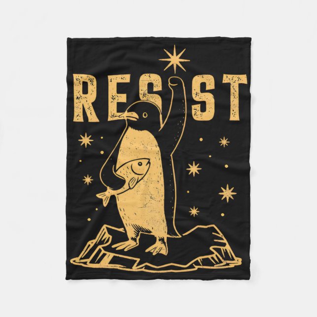 Cobertor De Velo Pinguim resiste aos pinguins protestando contra ta (Frente)