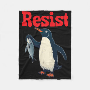 Cobertor De Velo Pinguim Resistente Segurando Peixe Protesto Gráfic